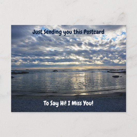 Hoi en ik mis je Sunset over de Blauwe Oceaan Briefkaart (Voorkant)