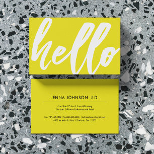Hoi   Fancy Script Sunshine Yellow Visitekaartje