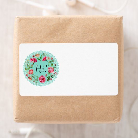 Hoi! Floral Wreator  Land Adresetiketten Etiket (Insitu)