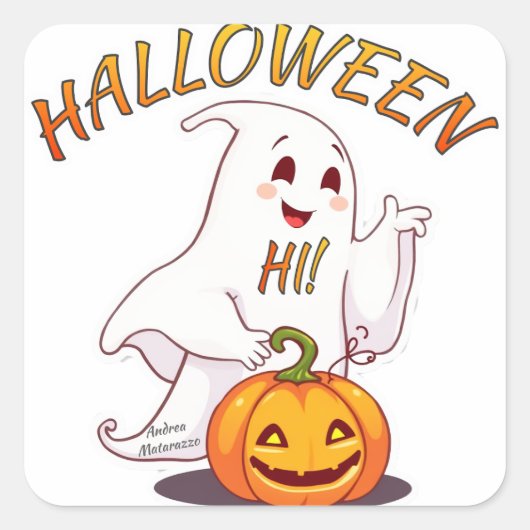 Hoi ! Halloween Vierkante Sticker (Voorkant)