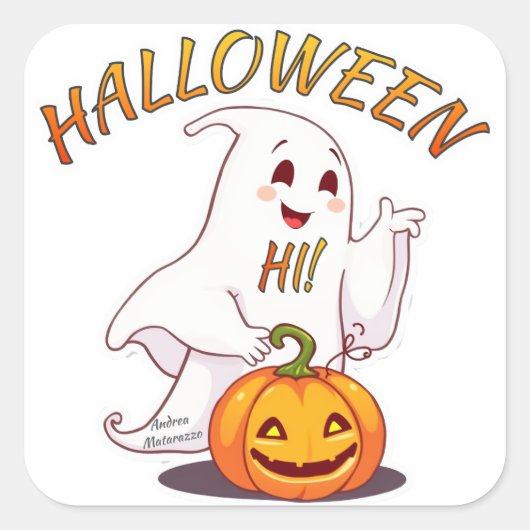 Hoi ! Halloween Vierkante Sticker (Voorkant)