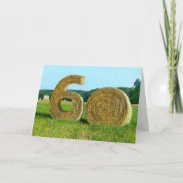 Hoi! Happy 60th!" wenskaart met Hay Bales Kaart