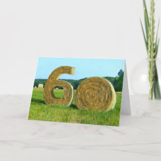 Hoi! Happy 60th!" wenskaart met Hay Bales Kaart