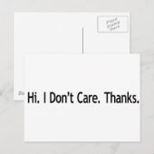 Hoi. Het kan me niet schelen. Bedankt. Briefkaart (Voorkant / Achterkant)