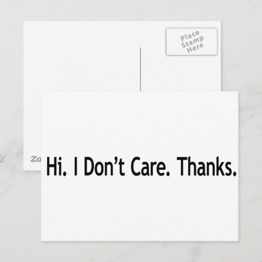 Hoi. Het kan me niet schelen. Bedankt. Briefkaart (Voorkant / Achterkant)
