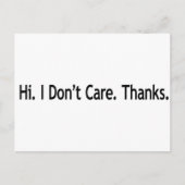 Hoi. Het kan me niet schelen. Bedankt. Briefkaart (Voorkant)