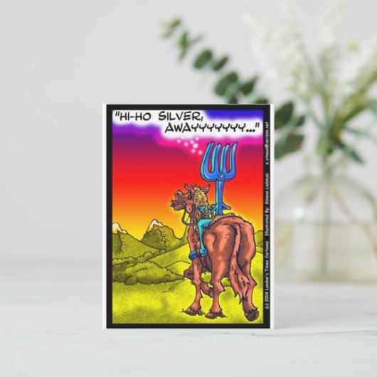 Hoi Ho Silver? Fun Lone Ranger Parody Cartoon Gift Briefkaart (Staand voorkant)