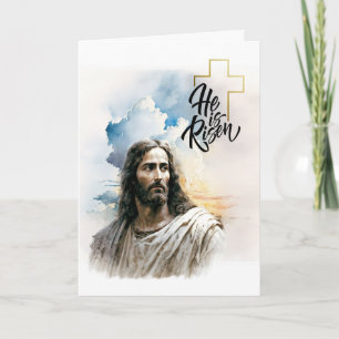 Hoi is Risen. Jezus Christus Pap schilderen Feestdagen Kaart