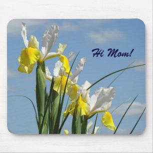Hoi Mam! muismat Gele Witte Iris Bloemen