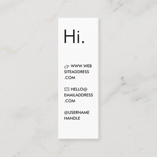 Hoi | Modern Minimal Wit & Zwart Mini Visitekaartje (Voorkant)