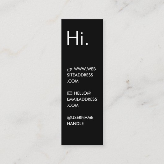 Hoi | Modern Minimal Zwart-wit Mini Visitekaartje (Voorkant)