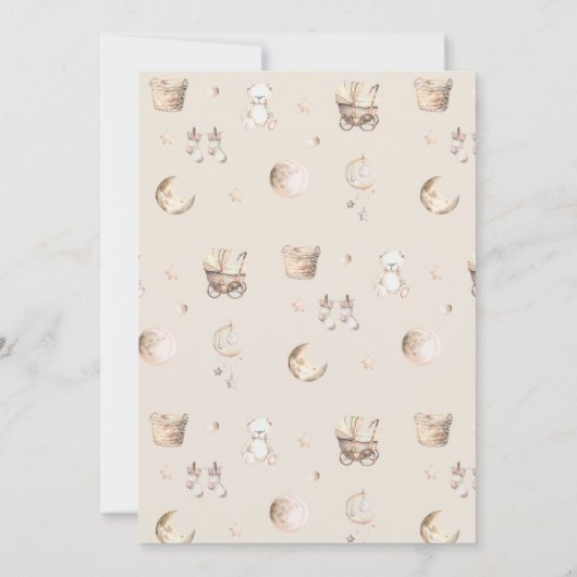 Hoi of Zij Muted Boho Gender Reveal Baby shower Kaart (Achterkant)