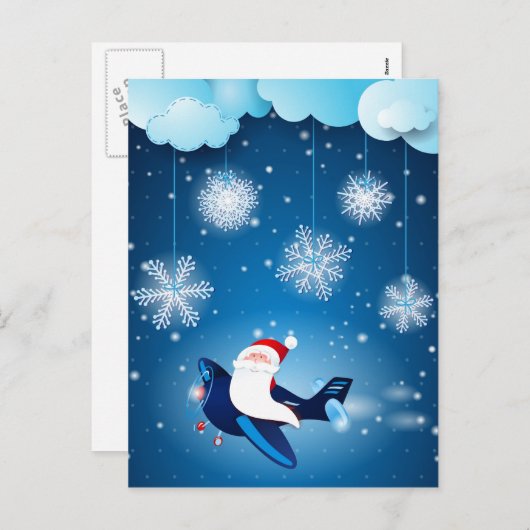 Hoi! Santa op het vliegtuig, briefkaart (Voorkant / Achterkant)