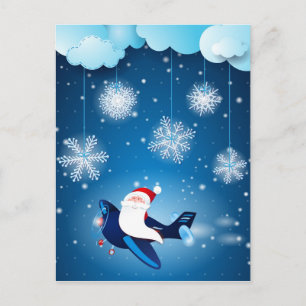 Hoi! Santa op het vliegtuig, briefkaart
