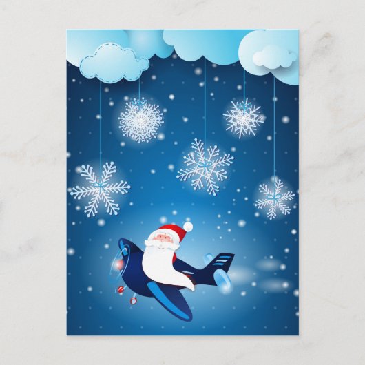Hoi! Santa op het vliegtuig, briefkaart (Voorkant)
