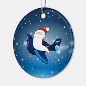 Hoi! Santa op het vliegtuig, sieraad Keramisch Ornament (Links)
