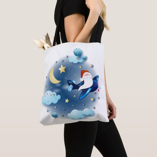 Hoi! Santa op het vliegtuig Tote Bag (Dichtbij)