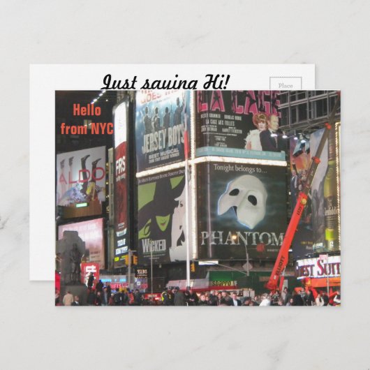 Hoi van NYC briefkaart! Briefkaart (Voorkant / Achterkant)