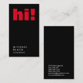 Hoi! Verticaal gewoon zwart Hallo Visitekaartje (Voorkant / Achterkant)