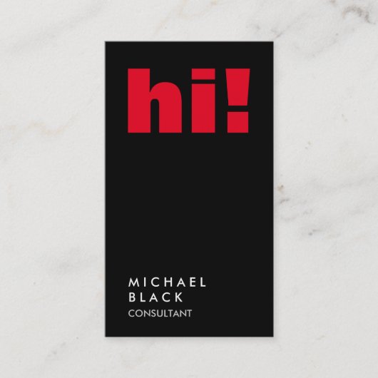 Hoi! Verticaal gewoon zwart Hallo Visitekaartje (Voorkant)