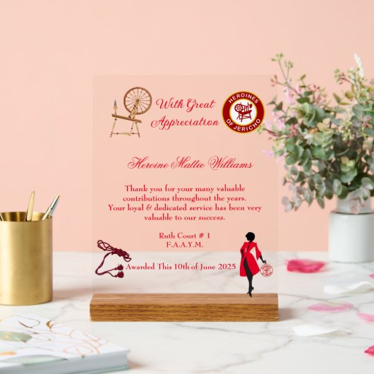 HOJ Appreciation Award acryl teken Acryl Bord (Huwelijk)