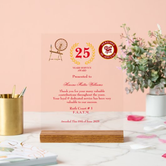 HOJ Years Services Award Acryl Bord (Huwelijk)