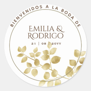 Hoja de oro española Boda bienvenida vod Ronde Sticker
