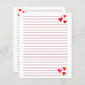 hoja de papel con renglones rojos y corazones (Voorkant / Achterkant)