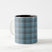 Hoki-blauw en Shuttle-grijs geruit Tweekleurige Koffiemok (Voorkant links)
