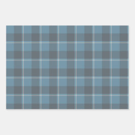 Hoki Blauwe en Shuttle Grijze Schotse Ruit Inpakpapier Vel