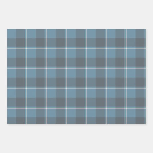 Hoki Blue and Shuttle Gray Plaid Inpakpapier Vel (Voorkant 2)