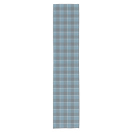 Hoki Blue and Shuttle Gray Plaid Korte Tafelloper