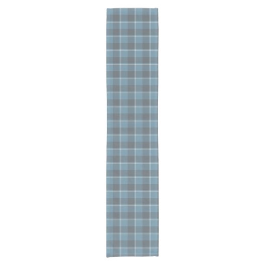 Hoki Blue and Shuttle Gray Plaid Korte Tafelloper (Voorkant)
