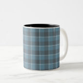 Hoki Blue and Shuttle Gray Plaid Tweekleurige Koffiemok (Voorkant rechts)