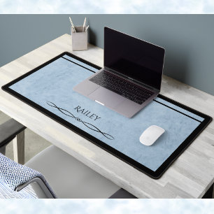 Hokjes Chic Poederblauw Zwart Kantoor Decoratie Bureaumat