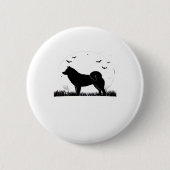 Hokkaido Dog � Halloween Moon Silhouette Classic T Ronde Button 5,7 Cm (Voorkant)