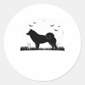Hokkaido Dog � Halloween Moon Silhouette Classic T Ronde Sticker (Voorkant)