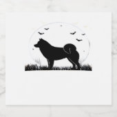 Hokkaido Dog � Halloween Moon Silhouette Classic T Sparkling Wijnetiket (Enkel label)