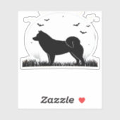 Hokkaido Dog � Halloween Moon Silhouette Classic T Sticker (Vel)