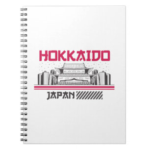 Hokkaido Japan Retro Tempel Silhouet Reisontwerp Notitieboek