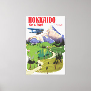 Hokkaido japan vintage vintage stijl reisposter canvas afdruk