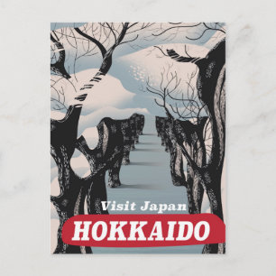 Hokkaido Japanse vintage stijl reisposter Briefkaart