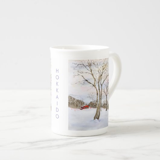 Hokkaido Snow Bone China Coffer Mok (Voorkant rechts)