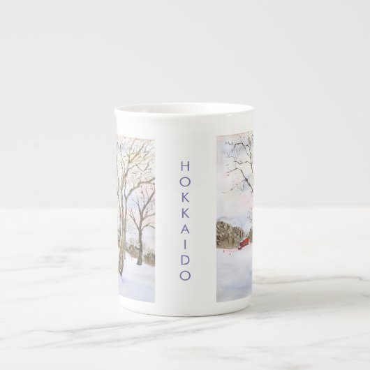 Hokkaido Snow Bone China Coffer Mok (Voorkant)