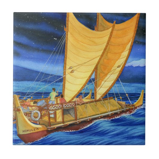 Hokulea Voyaging Canoe Tegeltje (Voorkant)