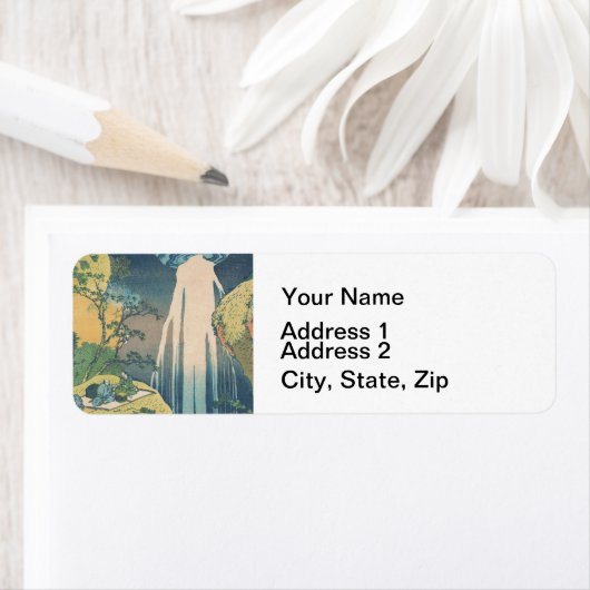 Hokusai Amida Herfsten Japan Waterval Etiket (Insitu)