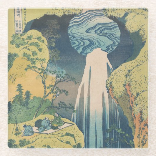 Hokusai Amida Herfsten Japan Waterval Glazen Onderzetter (Voorkant)