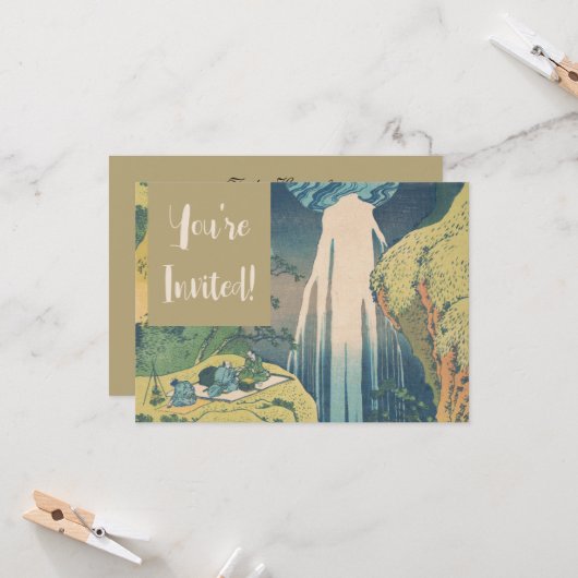 Hokusai Amida Herfsten Japan Waterval Kaart (Voorkant / Achterkant in situ)