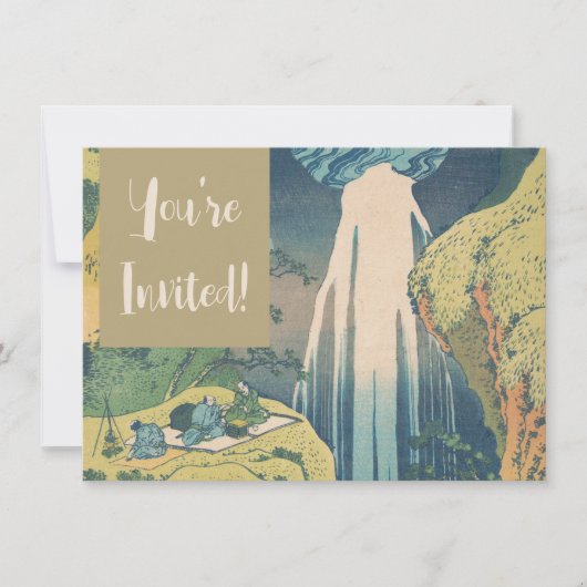 Hokusai Amida Herfsten Japan Waterval Kaart (Voorkant)