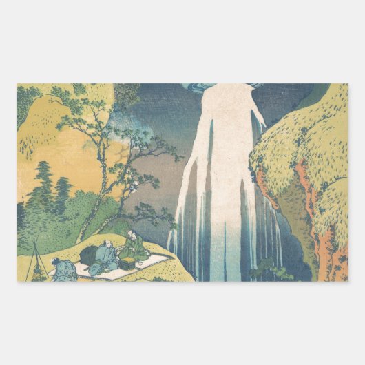 Hokusai Amida Herfsten Japan Waterval Rechthoekige Sticker (Voorkant)